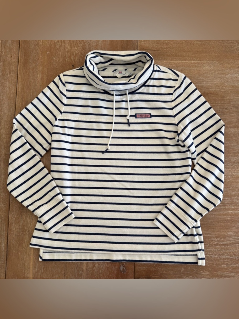 Vineyard Vines Striped Cowl Neck Pullover - Navy & White